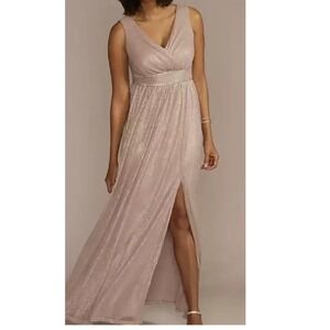 Oleg Cassini Blush Formal Gown Sleeveless Rhinestone Trim‎ Maxi Dress Size 10